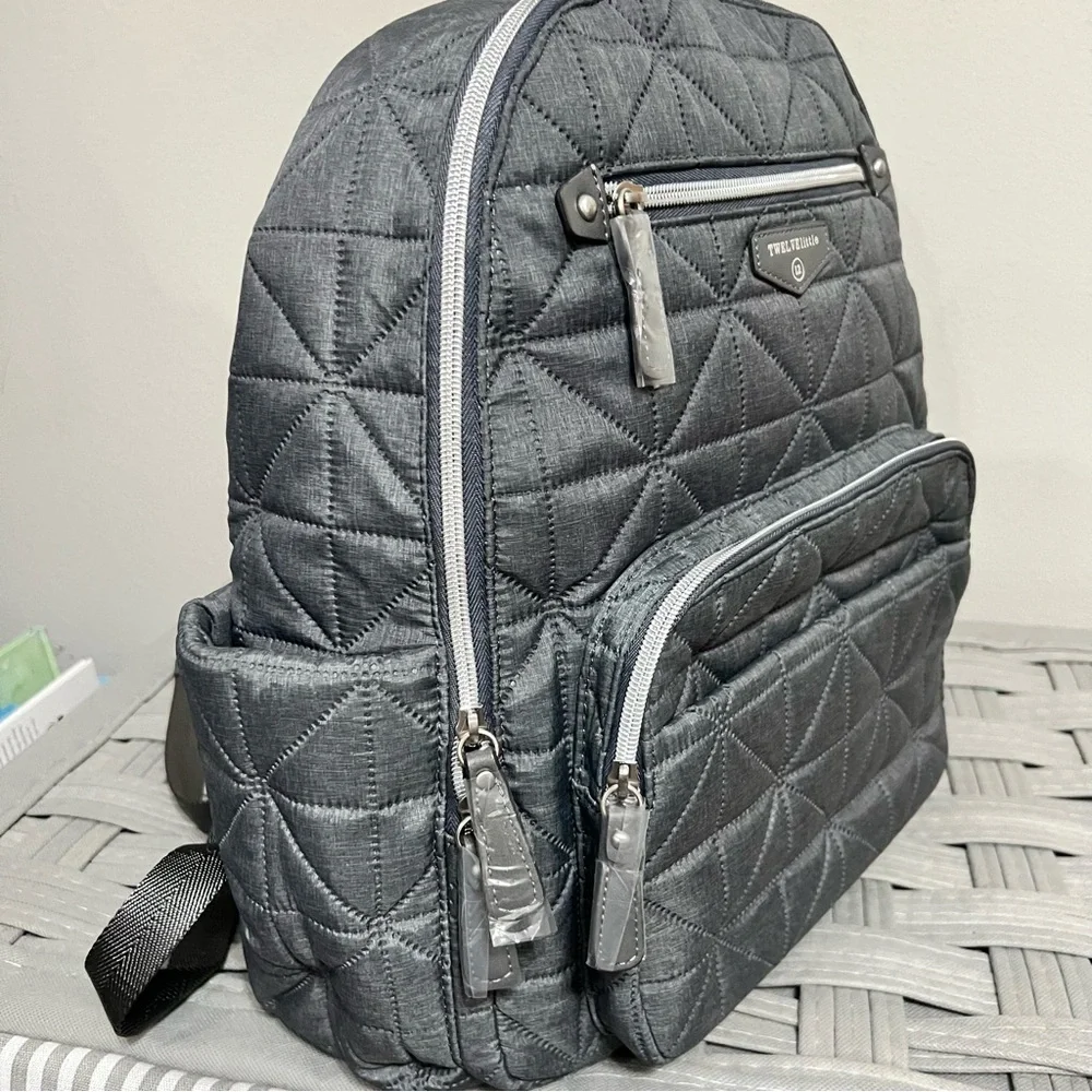 TWELVE little Quilted Gray Companion Diaper Bag Best-Selling Backpack Style NEW
